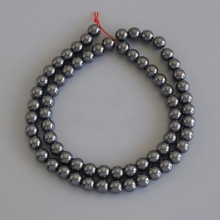 Hematite Ball Beads, 6mm, on Thread, 40 cm