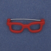Brooch 'Glasses' red enamel on silver metal 41×15 mm+