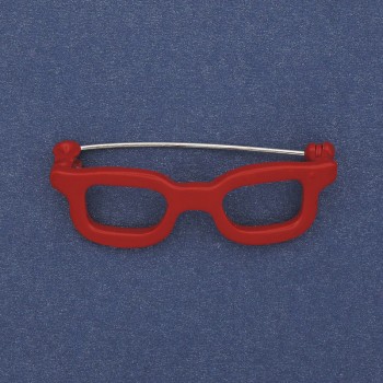 Brooch 'Glasses' red enamel on silver metal 41×15 mm+