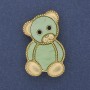 Teddy Bear Brooch Pendant Lime Pearlized Gold-Tone Metal 38×24 mm+
