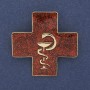 Brooch-Pendant Cross with the Serpent Over the Cup, Red Enamel, Golden Metal, 38x38 mm+