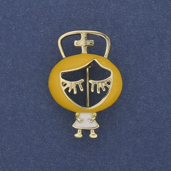 Brooch Nurse yellow and white enamel, gold-tone metal 21×30 mm+