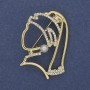 Brooch 'Girl with a Pearl Earring' with white rhinestones, golden metal 39x29mm+