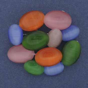 Brooch-Pendant Accent Multicolored Cat's Eye Silver-Colored Metal 49x45 mm+