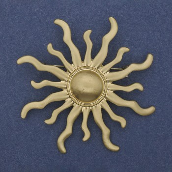 Brooch Yarilo Gold-Tone Matte Enamel Gold Metal 69mm+