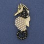 Seahorse Brooch in Black and Gold Enamel