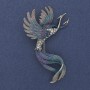 Bird Brooch with Blue and Gray Enamel, Crystals, Silver-Tone Metal 43×67 mm +