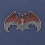 Bat pendant-brooch with red and gray enamel on silver-toned metal 36x60 mm +