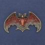 Bat Brooch-Pendant red and gray enamel on golden metal 36x60mm +