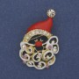 Brooch Santa Christmas red enamel rhinestones gold-tone metal 26x38mm +