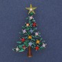 Christmas Tree Brooch, Green Enamel, Multicolor Crystals, Gold-Tone Metal, 32x49 mm +