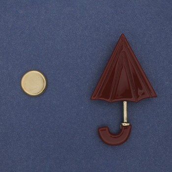 Magnetic Brooch 'Umbrella', Acrylic, 63x36 mm, Gold-tone metal