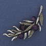 Amethyst Twig Brooch with Gray Crystals, 67x26mm, Silver-Toned Metal