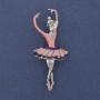 Brooch-pendant 'Ballerina' pink enamel silver-tone metal 25x57mm+