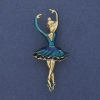 Brooch-pendant Ballerina blue enamel on gold-tone metal 25x57mm+