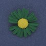 Daisy Brooch, green and yellow enamel, silver-tone metal, 30 mm+