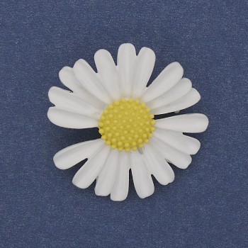 Brooch Daisy white and yellow enamel silver-tone metal 30mm+