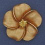 Brooch pendant Flower beige matte enamel yellow crystals golden metal 49×49mm+