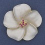 Brooch-pendant "Flower" white enamel with crystals golden metal 49x49mm+