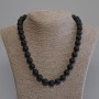Shungite Necklace (synthetic) smooth bead, 12 mm diameter ±, 50 cm length ± with clasp