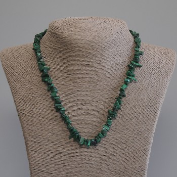 Malachite Chip Necklace, diameter 4.5–11×2.5 mm, length 50 cm