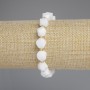 Bracelet with white quartz, faceted diamond-shaped beads, 10x9 mm diameter, 3 mm seed beads, length 18 cm