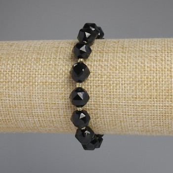 Tourmaline Bracelet with Faceted Stones, 10×9 mm diameter ±, 3 mm beads ±, length 18 cm ±