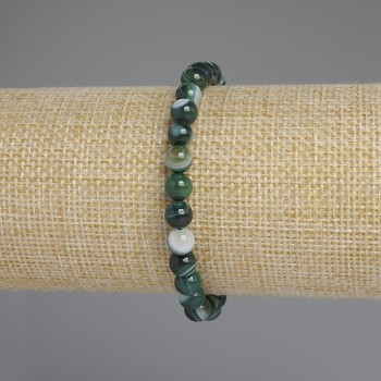 Agate bracelet with smooth beads, 6 mm diameter, about 18 cm long, stretch