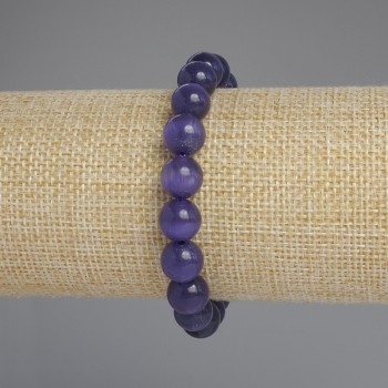 Cat's Eye Bracelet with Smooth Beads, 9.5 mm Diameter, approx. 18 cm Length, Stretch Bracelet