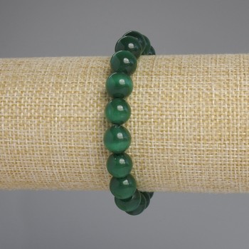 Cat's Eye Bracelet with Smooth Beads, 10 mm Diameter, 18 cm Length, Elastic