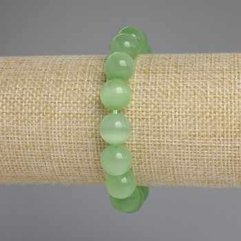 Cat's Eye Bracelet with Smooth Beads, 11.5 mm diameter, 18 cm length, stretch bracelet