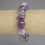 Chevron Amethyst Bracelet with Smooth Beads, 16 mm Diameter, 18 cm Length, Stretch