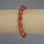 Red Jasper Bracelet with Faceted Beads 10x9 mm, 3 mm Seed Beads, 18 cm Length, Stretch
