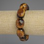Tiger's Eye Bracelet, Faceted Barrel Bead, diameter 17-22 x 14-16 mm, length 18 cm, elastic