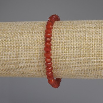 Faceted Carnelian Rondelle Bracelet, 6×4 mm, length 18 cm, stretch