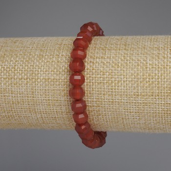 Carnelian Faceted Rondelle Bracelet, 8x6 mm, 18 cm +/- Stretch