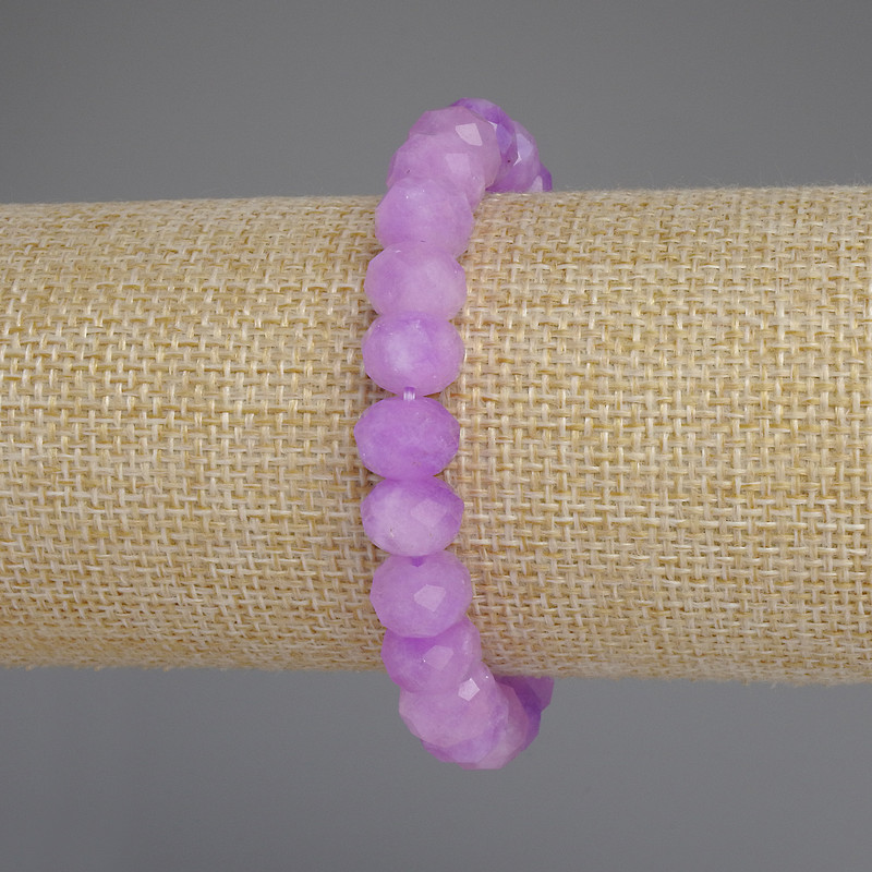 Bracelet Lavender Amethyst Faceted Rondelle, 10×7 mm, 18 cm Stretch
