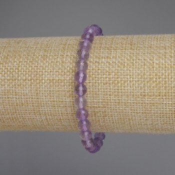 Amethyst Faceted Bead Bracelet, 6mm Diameter, 18 cm Length, Stretch