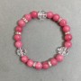 Tourmaline Bead Bracelet, 8mm balls + Clover Bead 10mm + with Metal Inserts, Length 18mm, Stretch