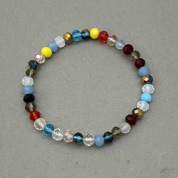 Bracelet Czech crystal Assortment faceted rondelle, diameter 6×5 mm, length 18 cm, stretch