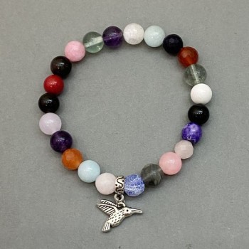 Bracelet Assortment (Aquamarine, Agate, Smoky Topaz) beads, 8 mm diameter, 18 cm length, stretch