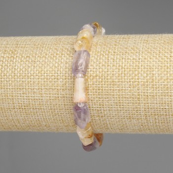 Amethyst bracelet, faceted cut, 10x6 mm diameter ±, 3 mm seed beads ±, length 18 cm ±, stretch