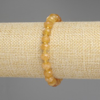 Citrine Faceted Rondelle Bracelet, diameter 8x5 mm, 5 mm +/- beads, 3 mm +/- seed beads, length 18 cm +/- stretch