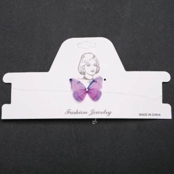 Choker on invisible thread Butterfly (Organza) Purple, diameter 33x27 mm, length 32–38 cm