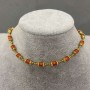 Coral Barrel Choker 6x4.5 mm, Hematite Bead 2 mm, Length 38 cm with 5 cm Extender Chain