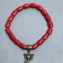 Bracelet Coral Barrel 9.5×6.5 mm with inlay, length 18 mm +- elastic