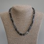 Snow Obsidian Necklace, Faceted Cut, Beads diameter 11x6-7 mm +/-, Seed Beads 3 mm +/-, Length 45 cm +/- with Clasp
