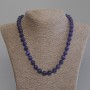 Purple Cat's Eye Necklace with smooth beads, 9 mm diameter, approx. 50 mm length, with clasp