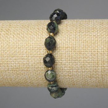Ocean Jasper Bracelet with Faceted Beads, 10×8 mm, length approx. 18 cm, stretch
