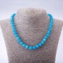 Necklace made of dyed natural Aquamarine stone, faceted beads, 8 mm diameter, 45 cm long
